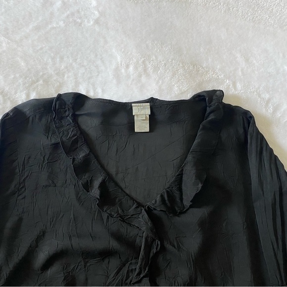 J. Jill Ruffle Black Top Size Medium - Picture 4 of 8